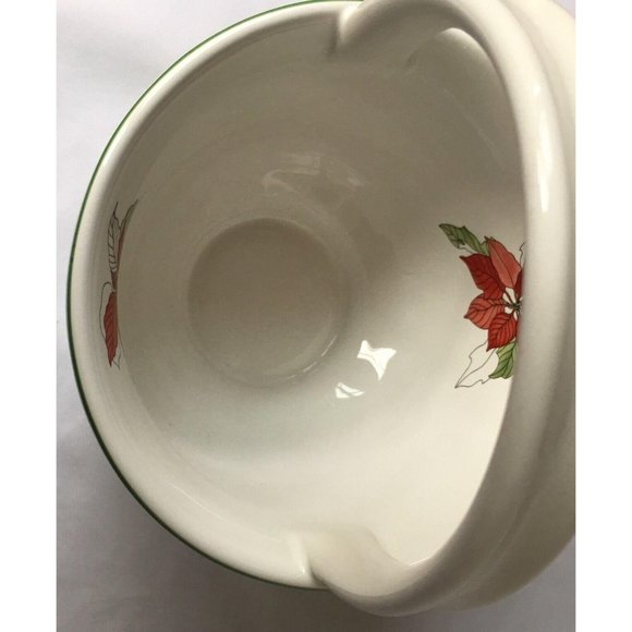 Block Bernardo Poinsettia Handle Basket Ceramic Goertzen Portugal Watercolors - Picture 6 of 10